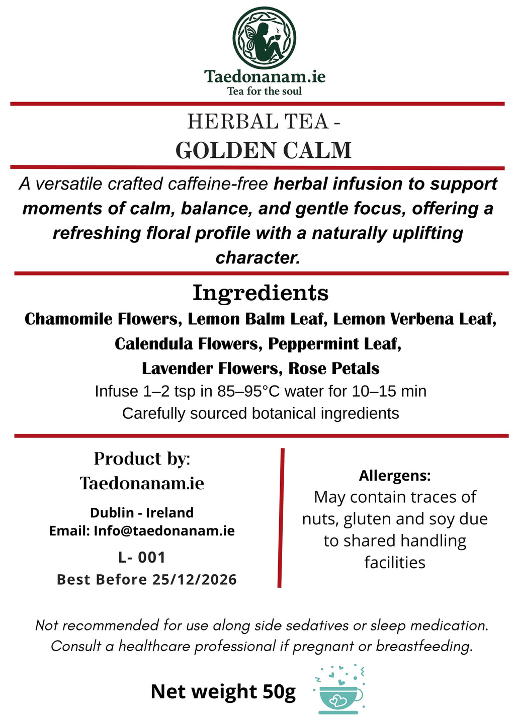 Golden Calm | Síocháin Órga | Harmonizing Floral Blend for Stress & Digestion