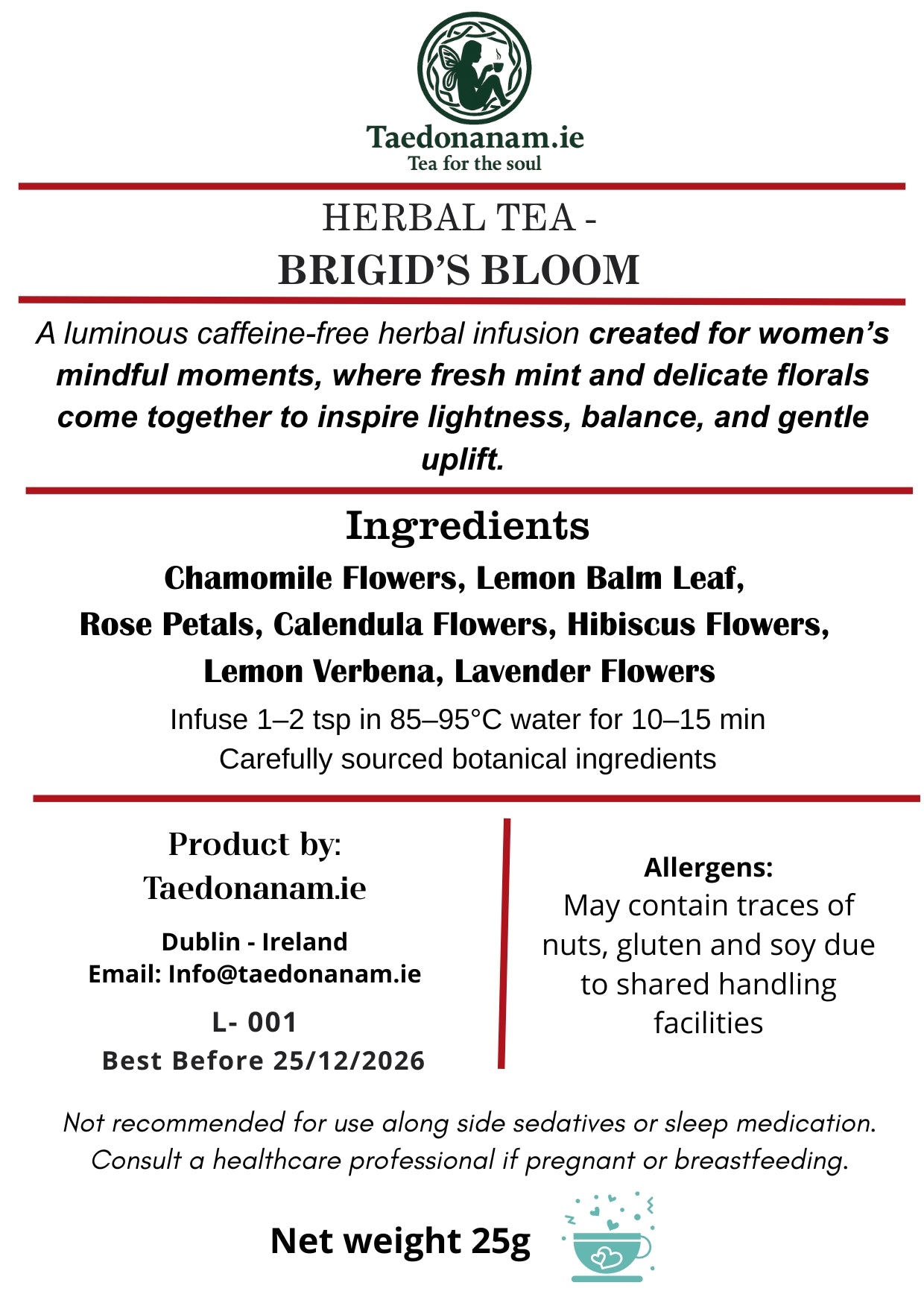 Brigid’s Bloom | Bláth Bhríde | Women’s Wellness & Hormonal Balance Tea